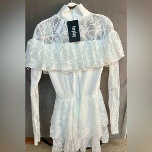 Forplay Lace Turtleneck Bridal Costume NWT